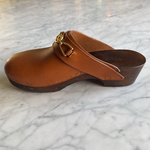 Celine Les Bois Tan Leather & Wood Clogs size 38 - Picture 6 of 9